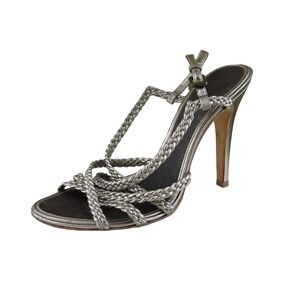 BCBGMAXAZRIA Size 6 M‎ Women Sandal Strappy Pewter Leather
